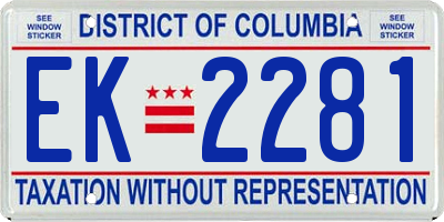 DC license plate EK2281