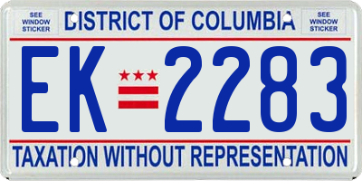 DC license plate EK2283
