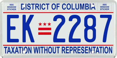 DC license plate EK2287