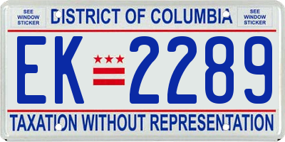 DC license plate EK2289