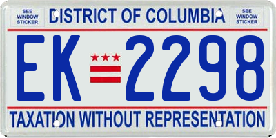 DC license plate EK2298