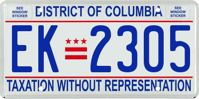 DC license plate EK2305