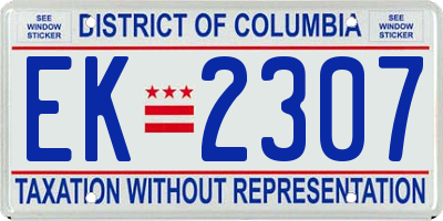 DC license plate EK2307