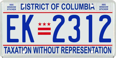 DC license plate EK2312