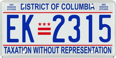 DC license plate EK2315