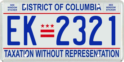 DC license plate EK2321