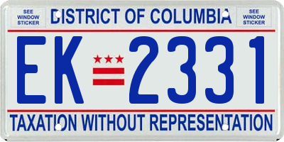 DC license plate EK2331