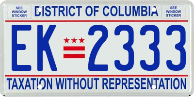 DC license plate EK2333