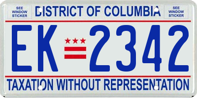 DC license plate EK2342