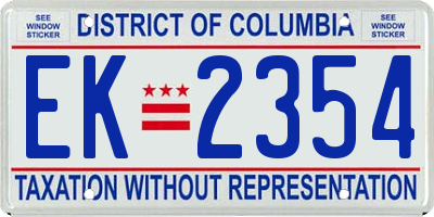 DC license plate EK2354