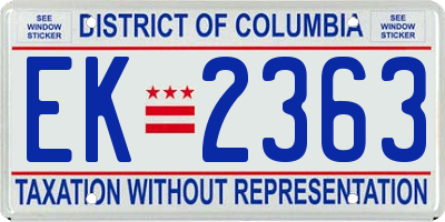 DC license plate EK2363