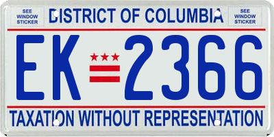 DC license plate EK2366