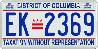 DC license plate EK2369