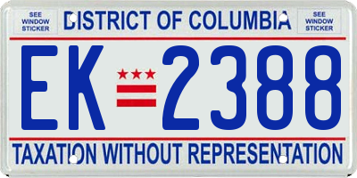 DC license plate EK2388