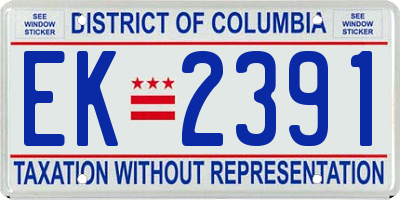 DC license plate EK2391
