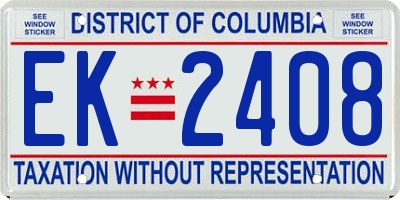 DC license plate EK2408