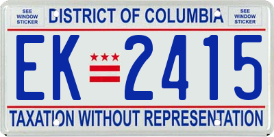 DC license plate EK2415