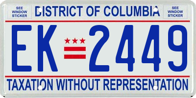 DC license plate EK2449