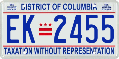 DC license plate EK2455