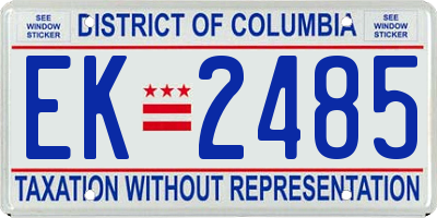 DC license plate EK2485