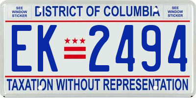 DC license plate EK2494