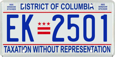 DC license plate EK2501