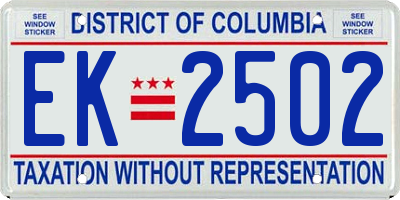 DC license plate EK2502