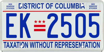 DC license plate EK2505