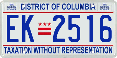 DC license plate EK2516