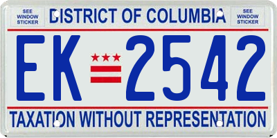 DC license plate EK2542