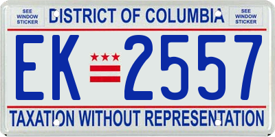 DC license plate EK2557