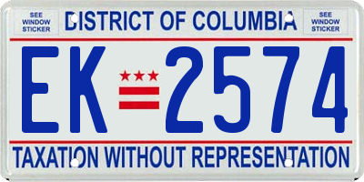 DC license plate EK2574