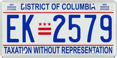 DC license plate EK2579