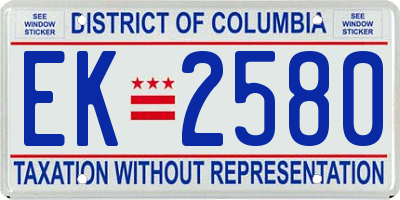 DC license plate EK2580