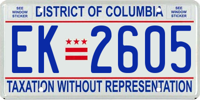 DC license plate EK2605