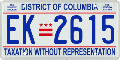 DC license plate EK2615
