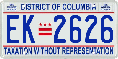 DC license plate EK2626