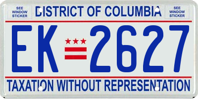 DC license plate EK2627