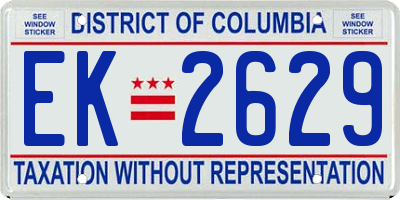 DC license plate EK2629