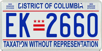 DC license plate EK2660