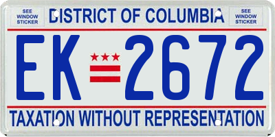 DC license plate EK2672
