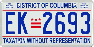 DC license plate EK2693
