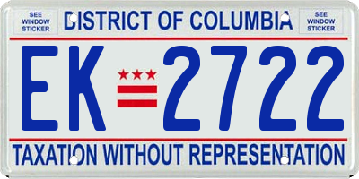 DC license plate EK2722