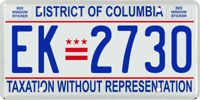 DC license plate EK2730