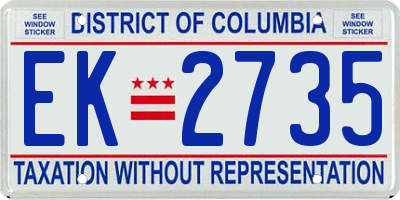 DC license plate EK2735