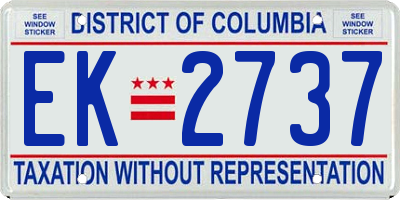 DC license plate EK2737