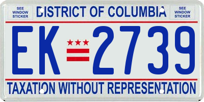 DC license plate EK2739