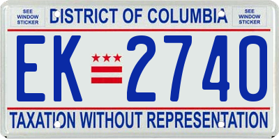 DC license plate EK2740