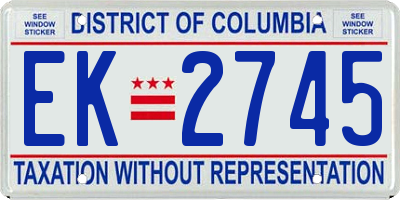 DC license plate EK2745