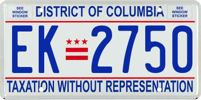 DC license plate EK2750